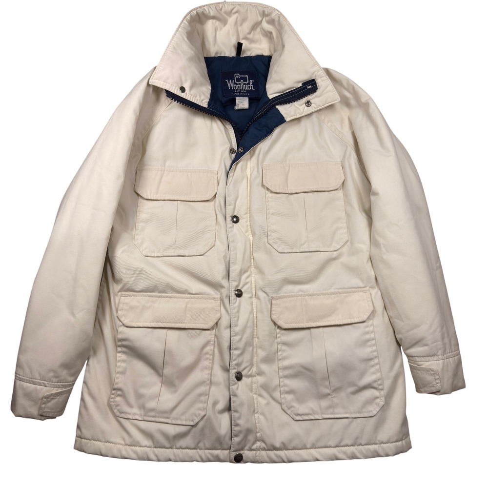 Woolrich Mountain Parka Jacket Medium Mens Vintage Made in USA Winter White